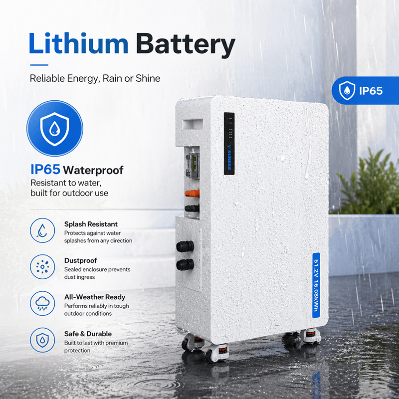 iPower-16.08E 51.2V 16.08KWH | IP65 LiFePO4 Battery | 10 Years Warranty