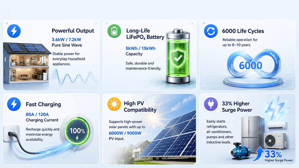 SUN7.2U-15-US 7.2kW | 15kWh | 120(L1/N, L2/N) 240Vac(L1/L2)