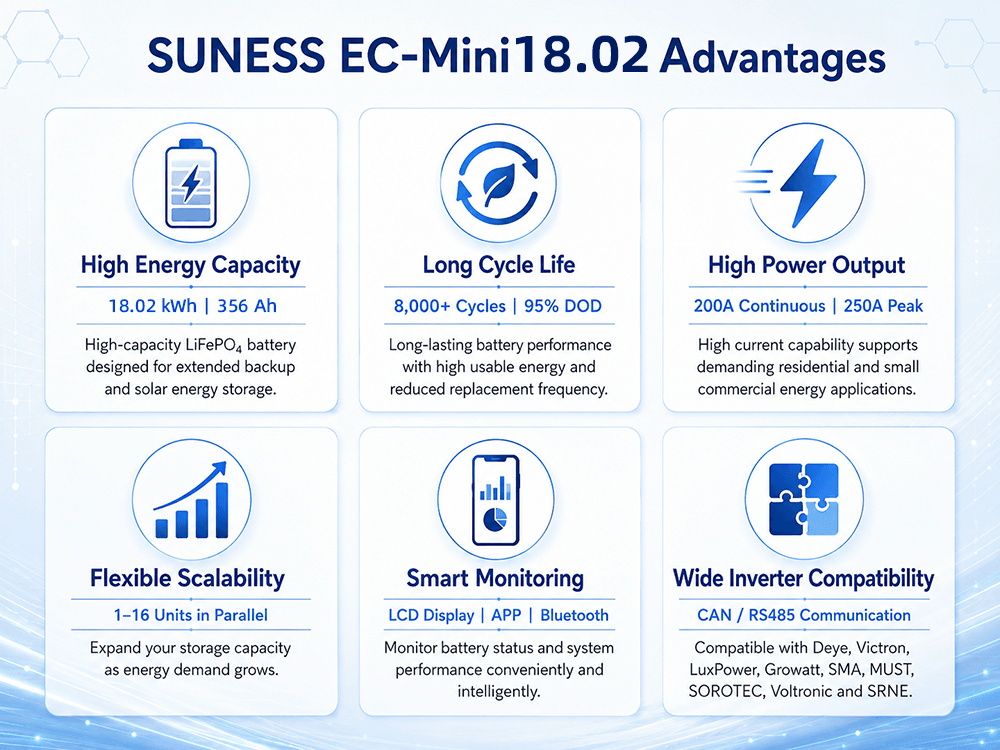 EC-Mini 18.02 18kWh LiFePO₄ Battery | 51.2V Home Energy Storage | SUNESS